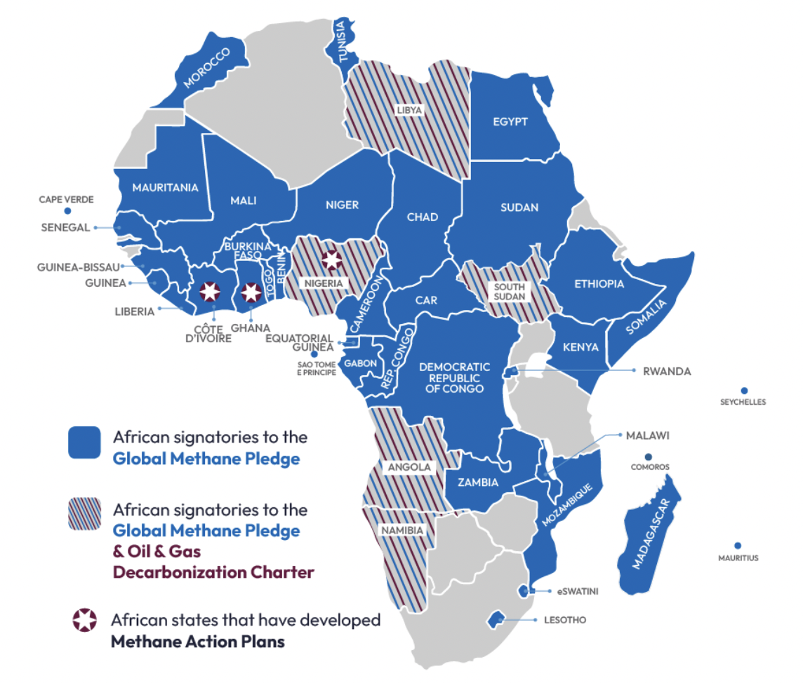 Africa map of methane committments